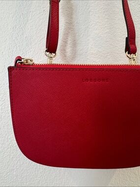 NWOT Lo & Sons Waverley 2, Red Saffiano Leather belt crossbody shoulder bag